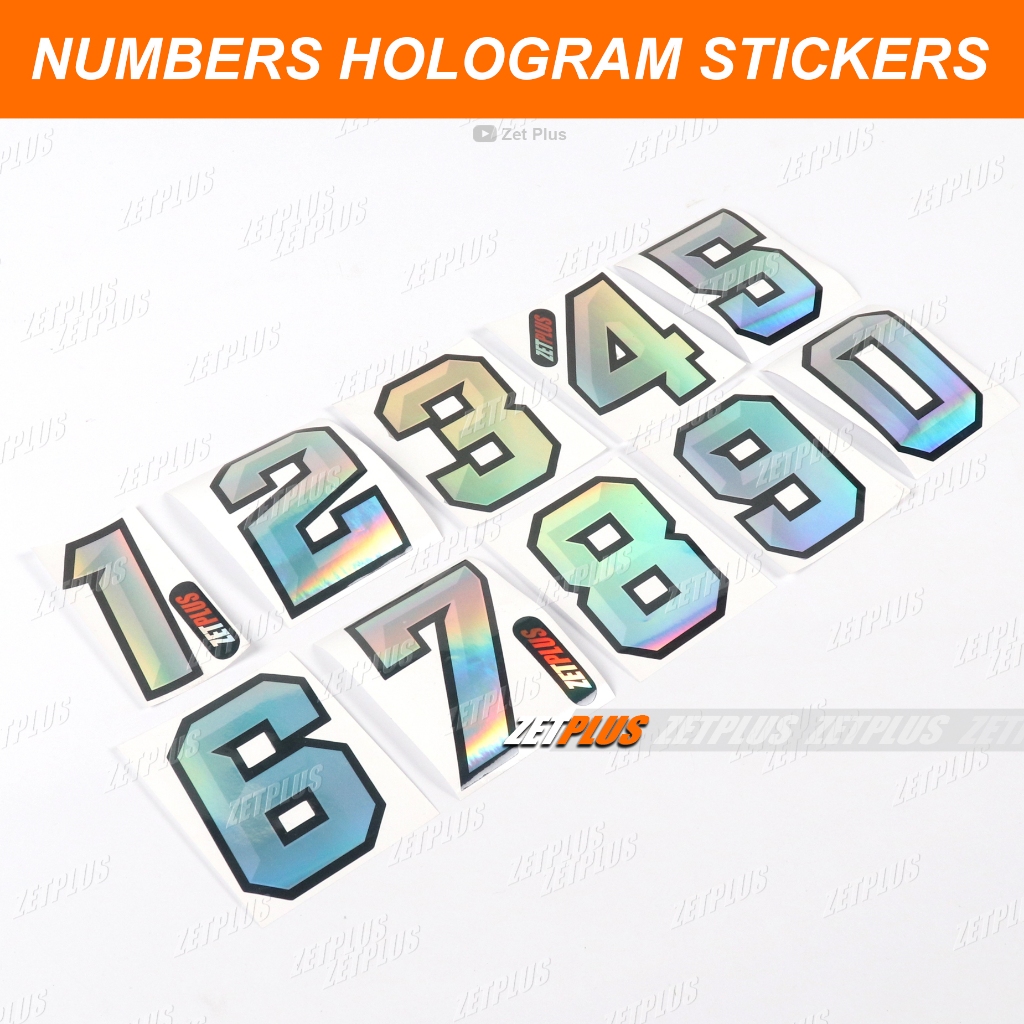 Racing number HOLOGRAM sticker /sticker number 1 2 3 4 5 6 7 8 9 0 ...