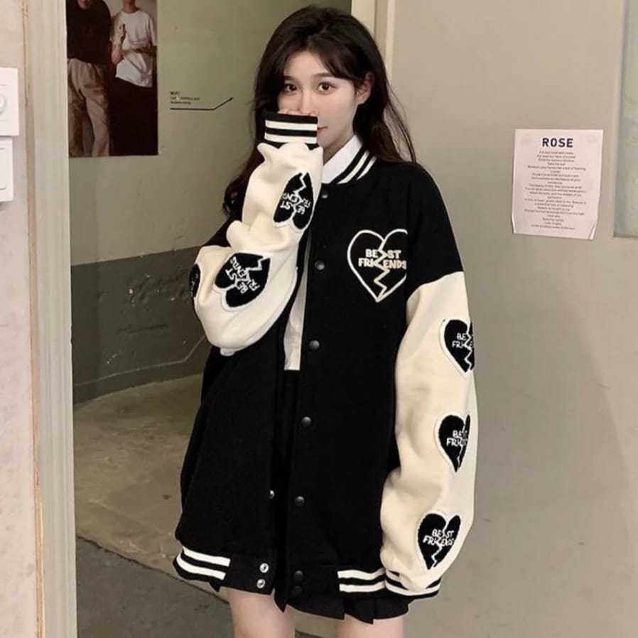 Best Friend Jacket For Women Korean Style Jacket Varsity Tiedye Oversize Korean Shopee Malaysia