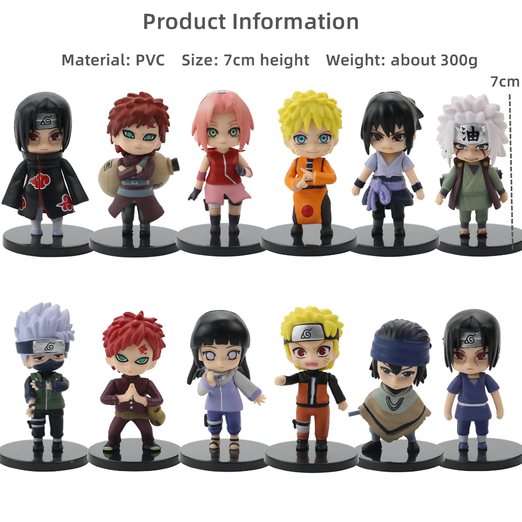 Cartoon Naruto Chibi Anime Action Figure Display Set of 12 pcs | Shopee ...