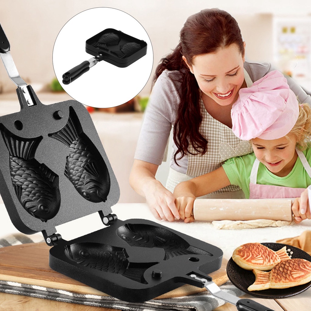 Taiyaki Mold Waffle Maker teflon Marble Two Fish Cake Mold teflon Non