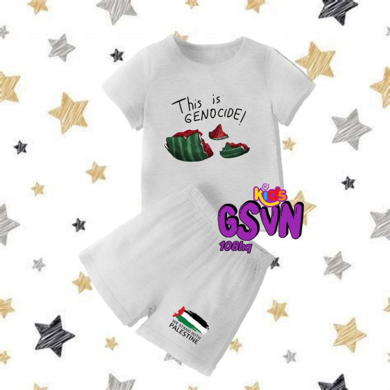 Children’s Suits - Basic Tee and Short Pants Set Save Palestine Free