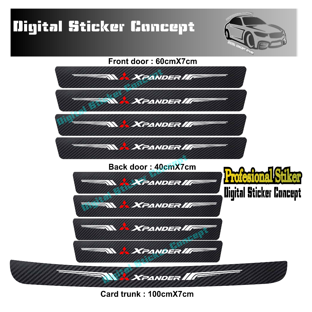9 Pcs Car Door Protector Stickers Xpander Carbon 3D Door Sill Plate ...