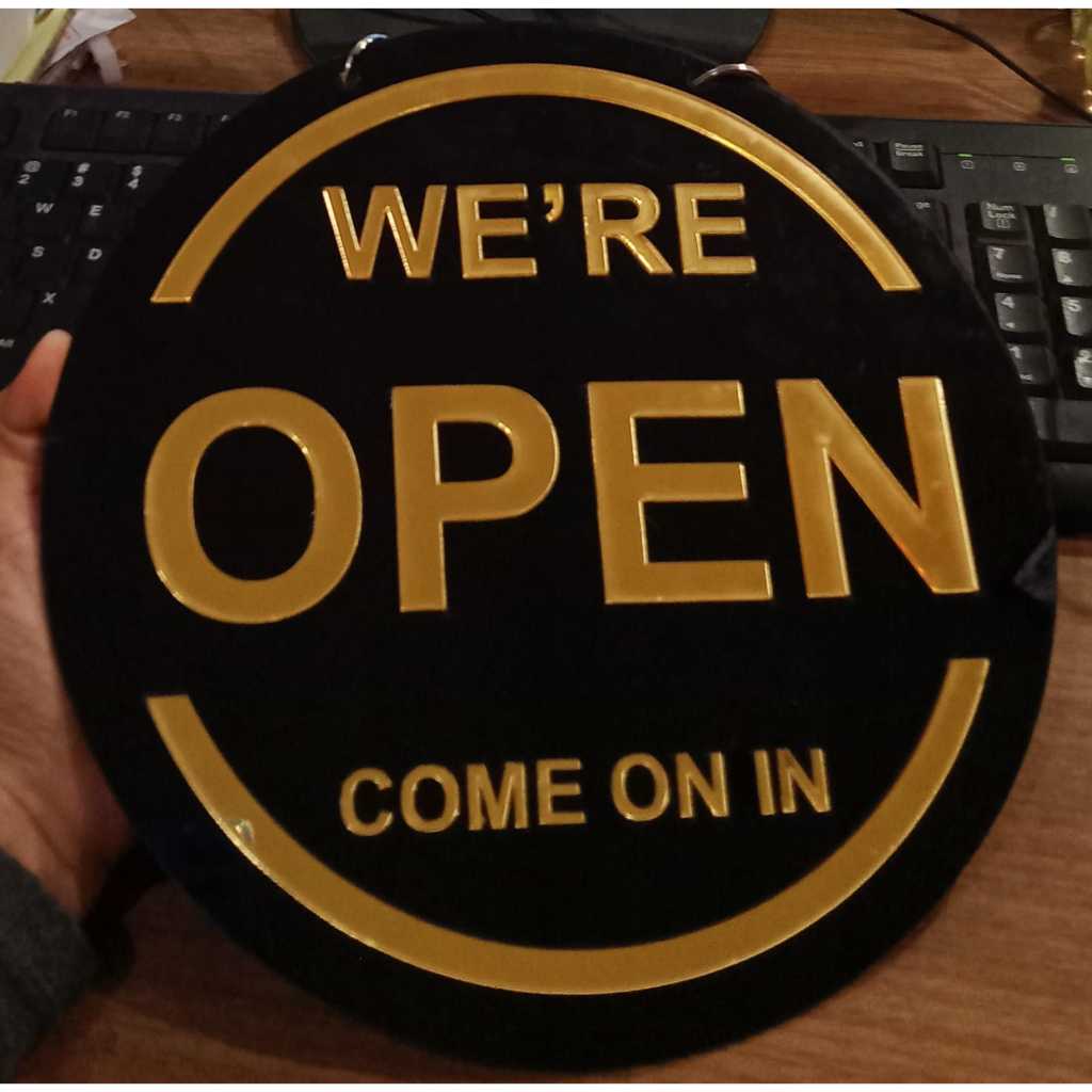 Signage Open Closed Reversible Acrylic embossed letters, Elegant ...