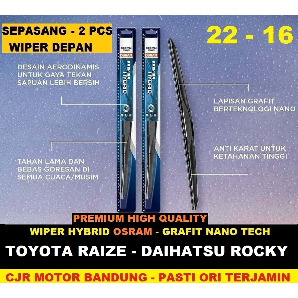 Toyota RAIZE DAIHATSU ROCKY 22 16 Car HYBRID WIPER Package OSRAM WIPER