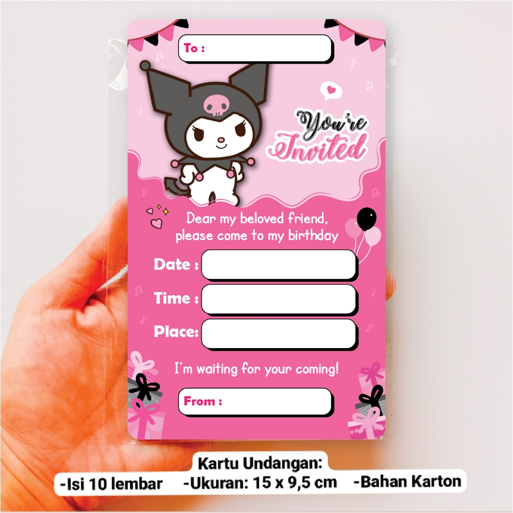 Kuromi INVITATION CARD HAPPY BIRTHDAY INVITATION CARD SANRIO Children's ...