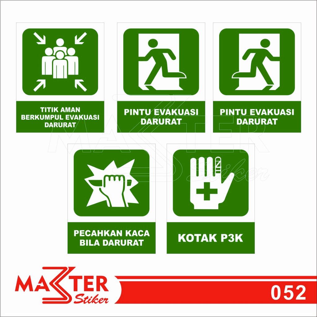 052- K3 Safety Evacuation Sticker, Emergency Evacuation Door, First Aid ...