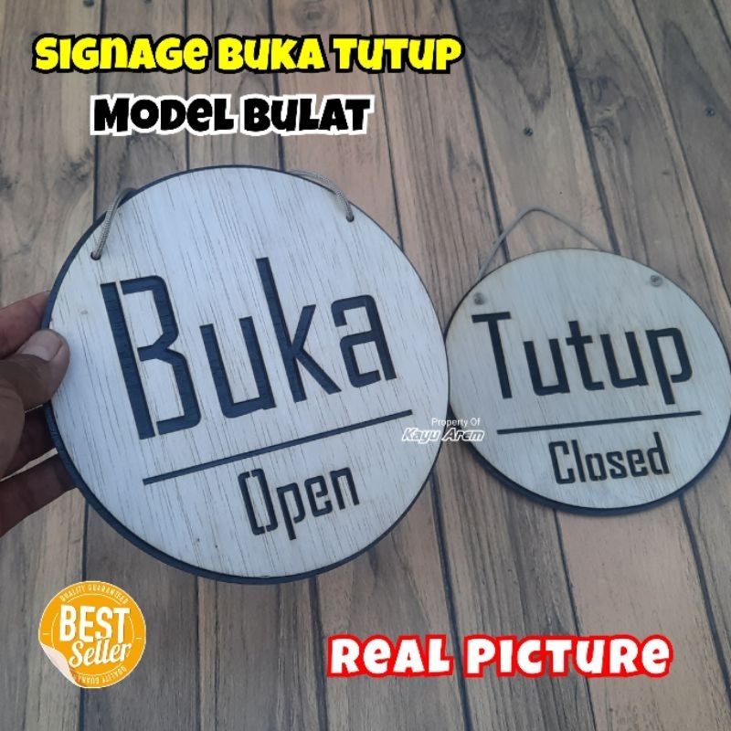 KAYU Writing Open Close Wooden Writing/Sign Wooden Board Sign ...