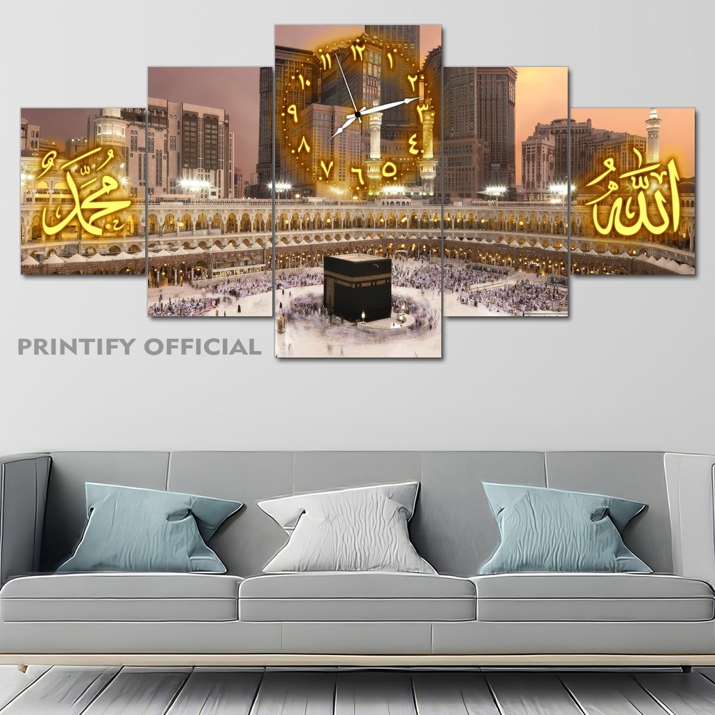 Muslim Room Clock Makkah Medina Mosque 80X40 Multipanel/Large Clock ...