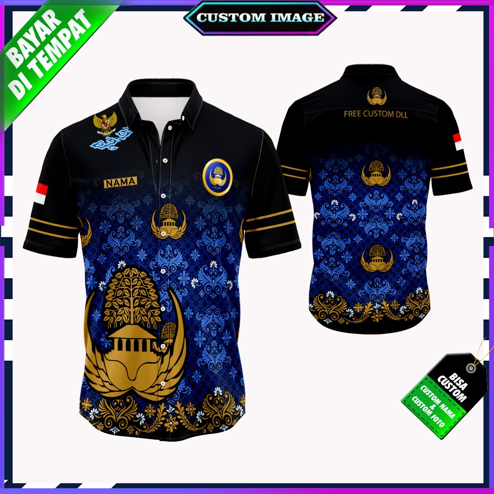 KEMEJA Latest KORPRI BATIK Shirt Men's Tops Korpri Batik Pattern Men's ...