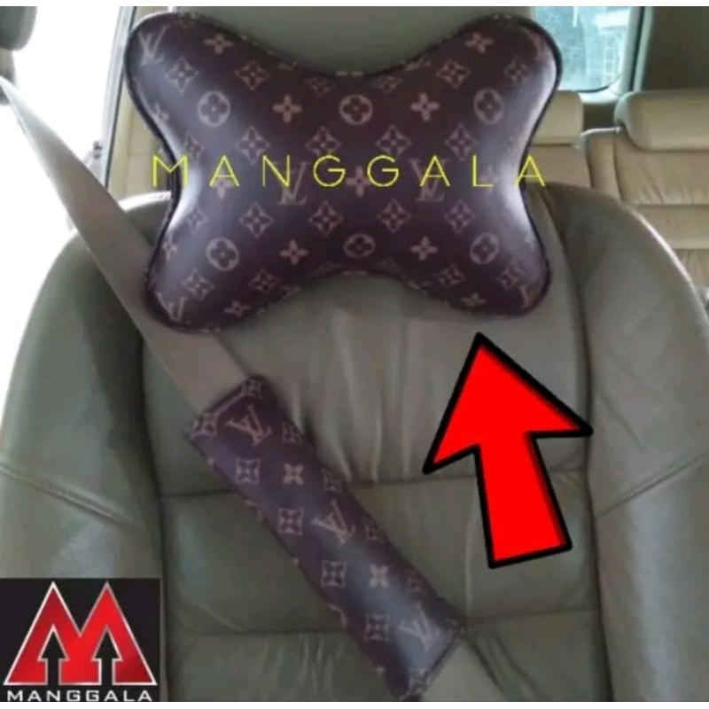 Lv Brown Car Headrest Pillow Shopee Malaysia