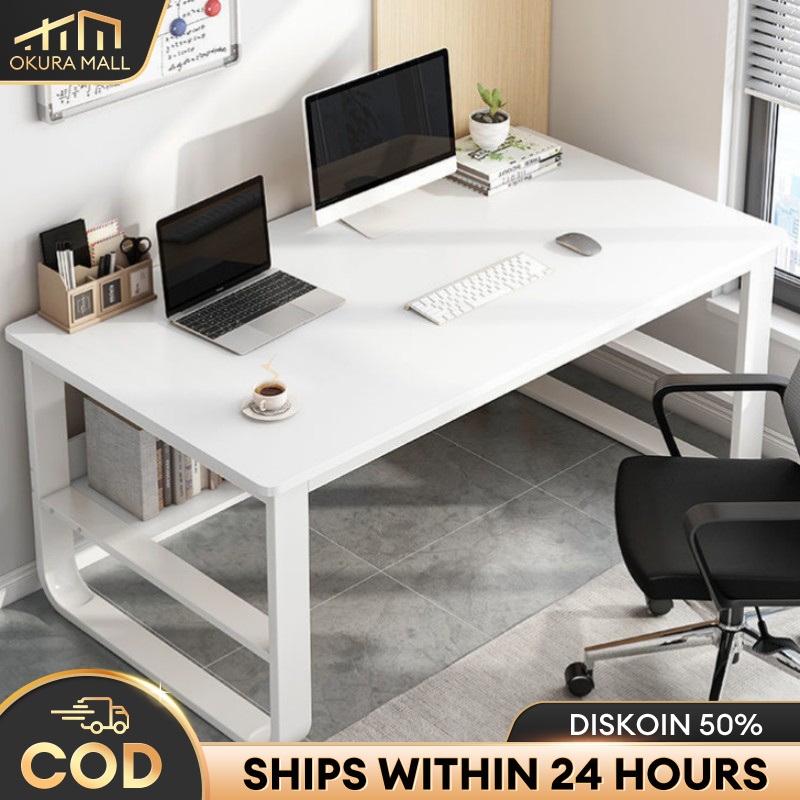 KAYU PUTIH [Solid Wood] White Office Desk Office Desk With Drawer Work