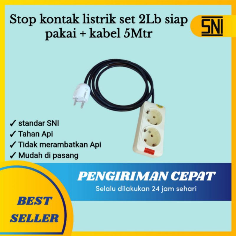 Electrical Socket set 2 Holes Ready To Use+5 Meter Cable | Shopee Malaysia