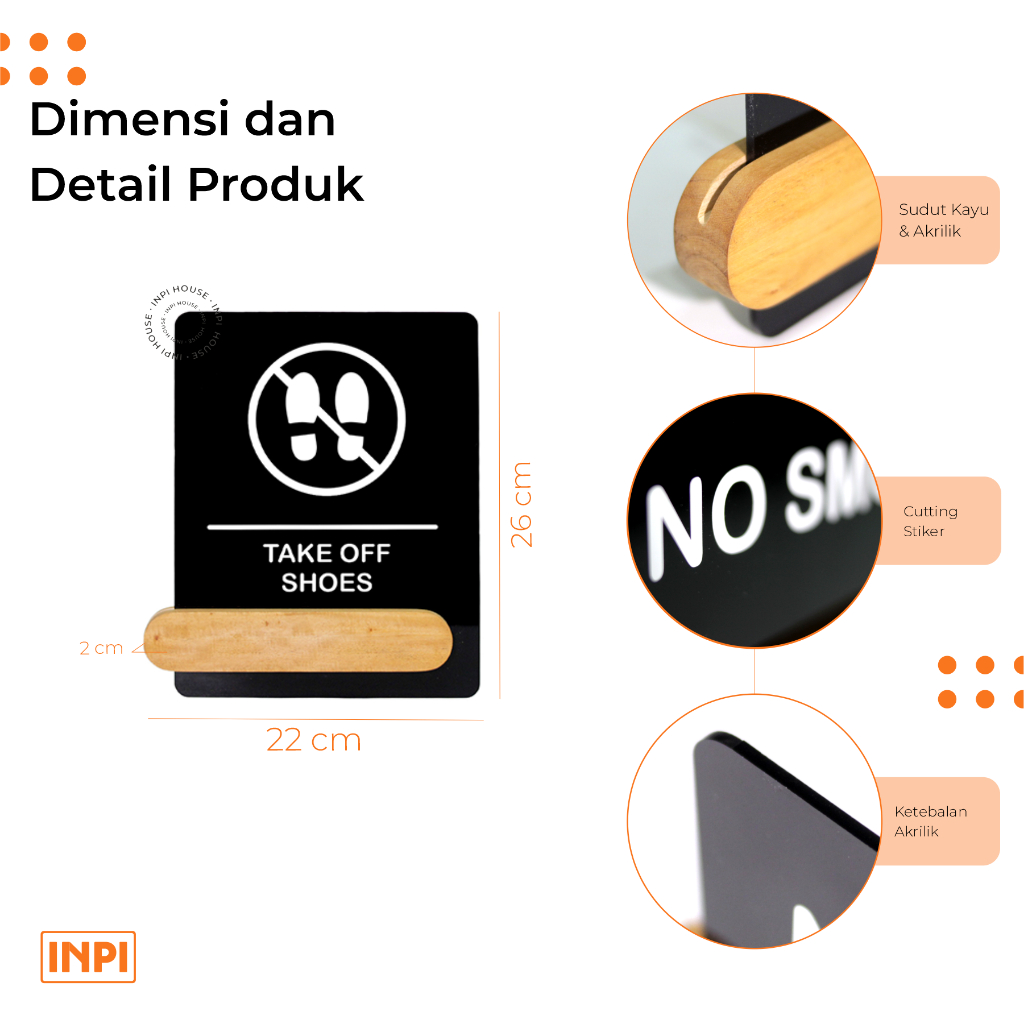 INPI HOUSE Signage Take Off Shoes - Removable Sign Board - Wood ...