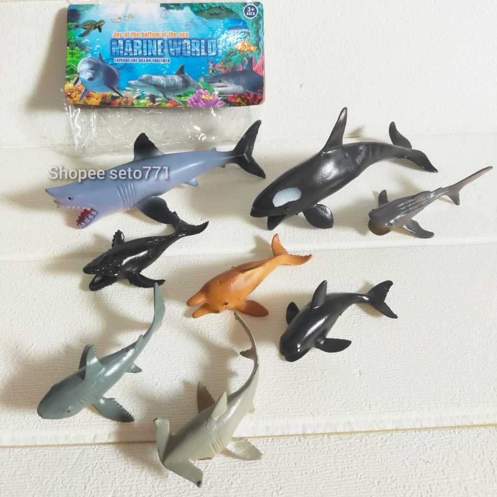 Mini Marine World Ocean Rubber Fish Toys Pari Whale Shark 6 Contents ...