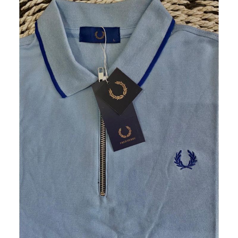 Fr3d P3r*y Polo tshirt Zipper Blue | Shopee Malaysia