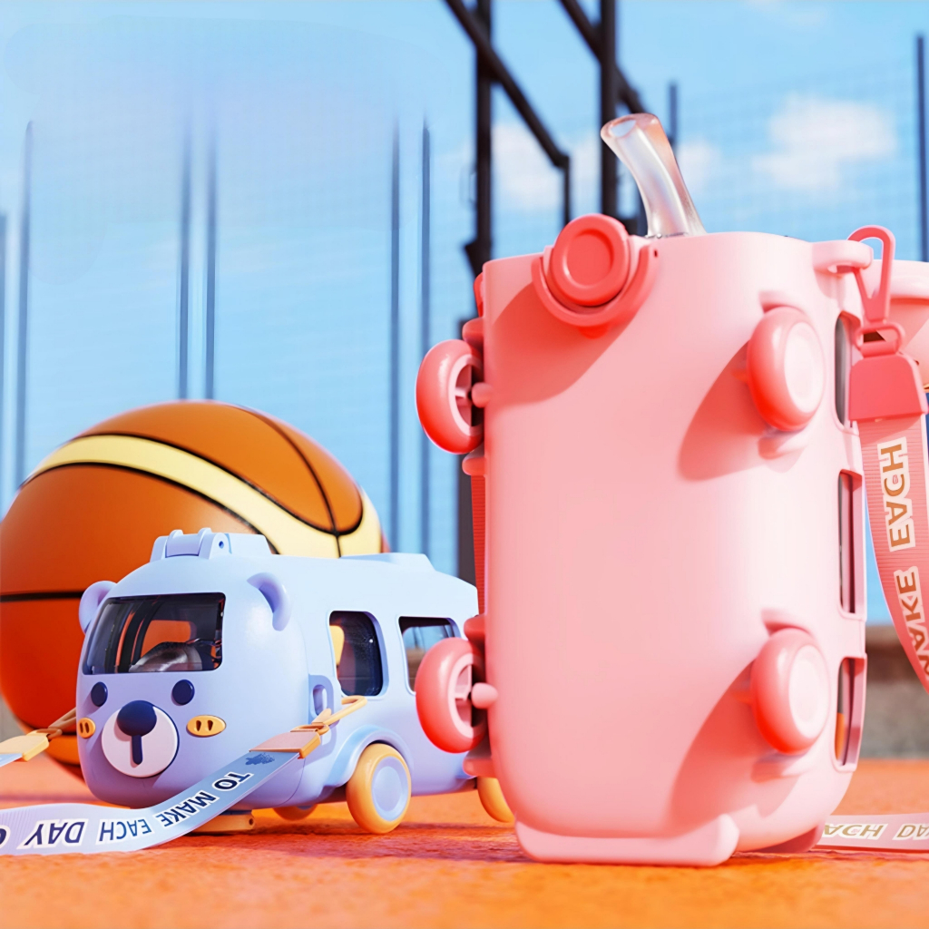 Drinking Bottles For School Children With Car BUS Motifs, Cute ...