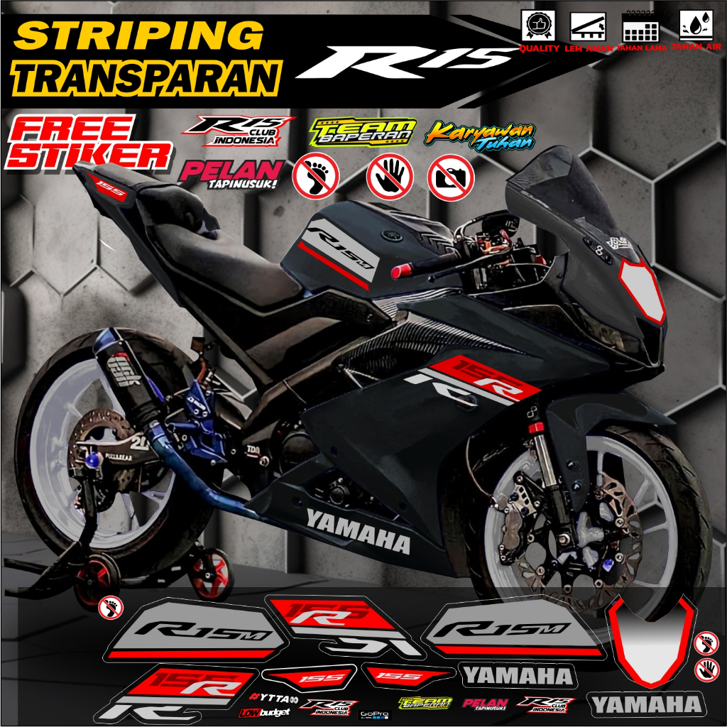 TRANSPARENT STRIPING R15 V 3 STICKERS R15V3 COLOR VARIANTS | Shopee ...