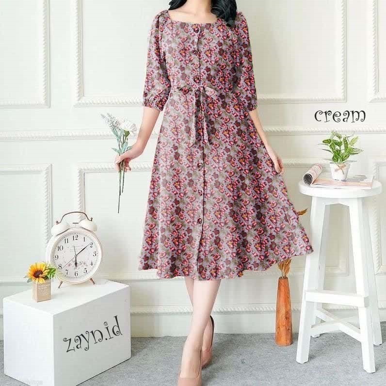 Women's Cherry Long Busui Dress/ Long Casual Home Dress with