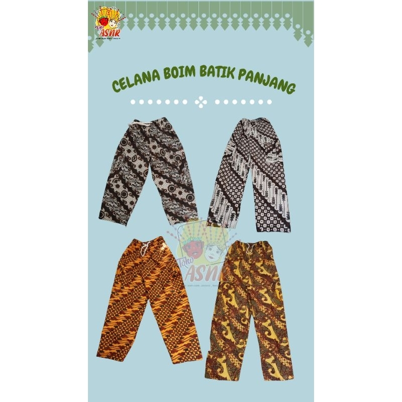 Boim BATIK LONG TROUSERS IN CHILDREN AND ADULTS SIZES | Shopee Malaysia