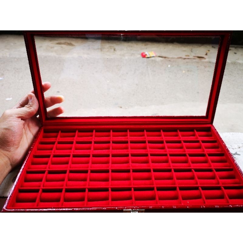MERAH HITAM Premium GLASS RING BOX CONTAINS 50 RED AND BLACK | Shopee ...