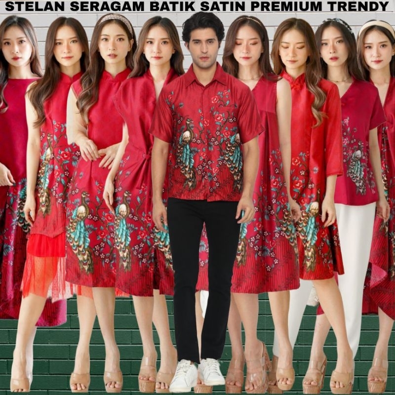 Set SERIES BCY RED SERIES-BATIK-FAMILY BATIK- MODERN SILK SATIN BATIK ...