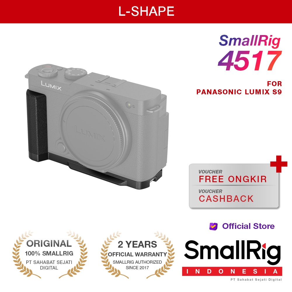 SMALLRIG L-Shape Handle for Panasonic LUMIX S9 with Ergonomic Silicone Grip, Built-in Quick Release Plate for Arca for Quick Switching on Tripods/Hand Shooting - 4517