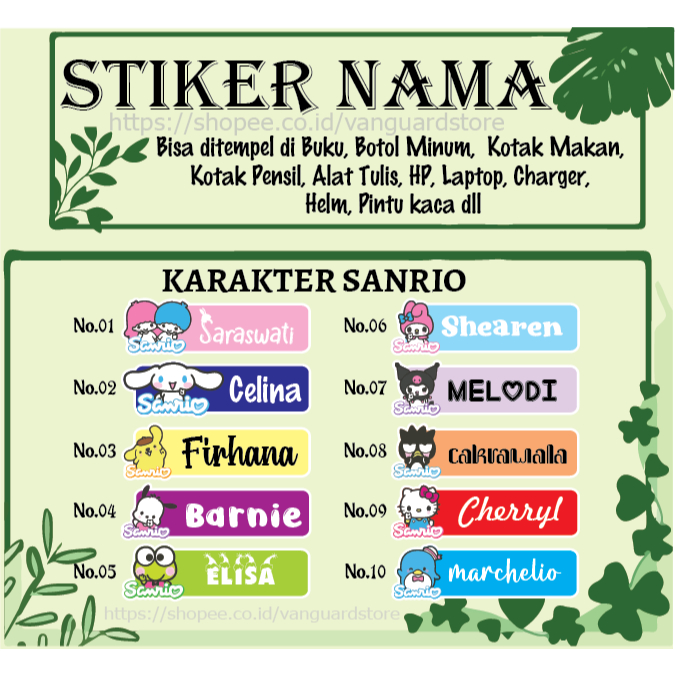 Sanrio Character Name LABEL STICKER CUTE SPIRITED AWAY STICKER LEBEL ...