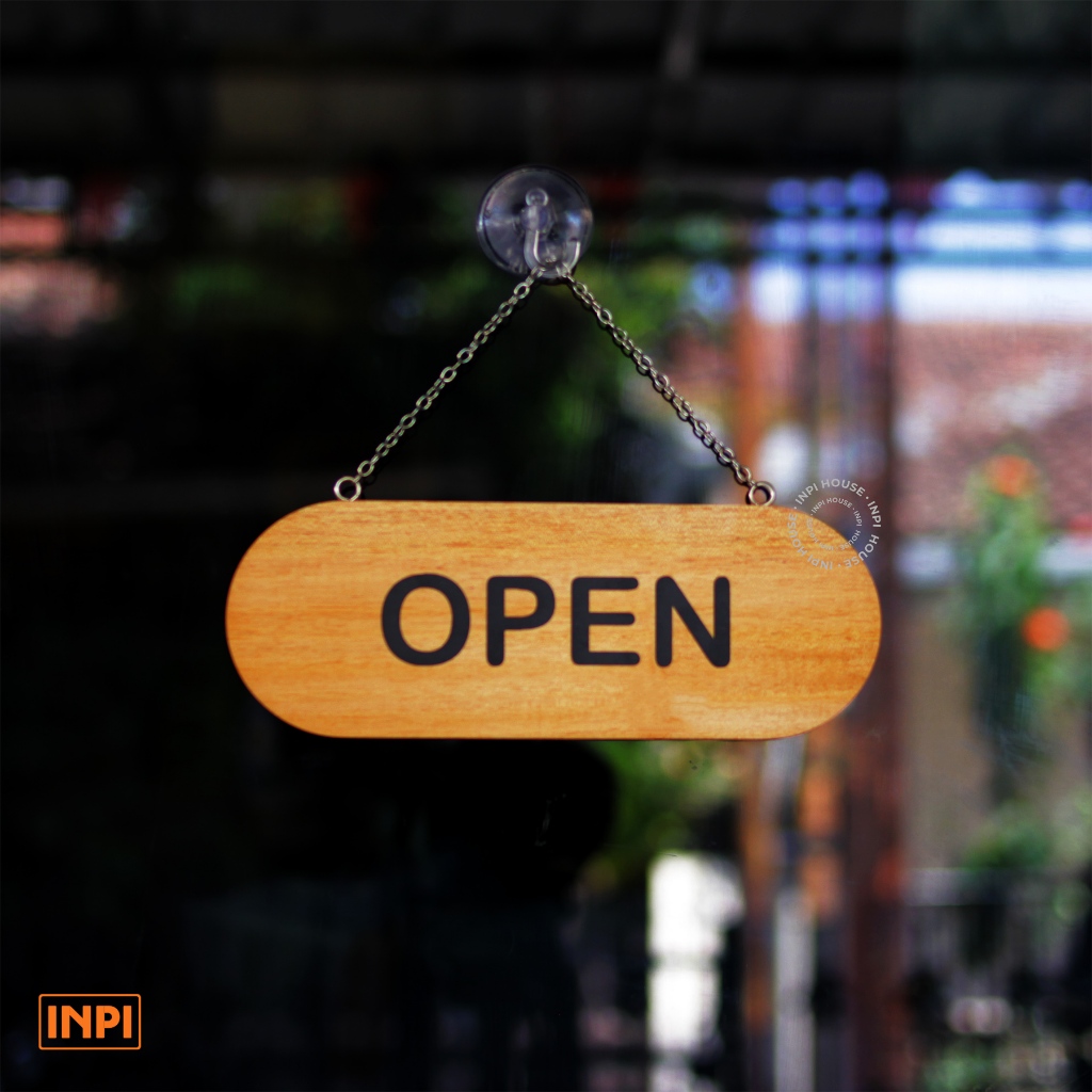 INPI HOUSE Open Closed Signage - Open & Close Sign Board - Oval - Wood ...