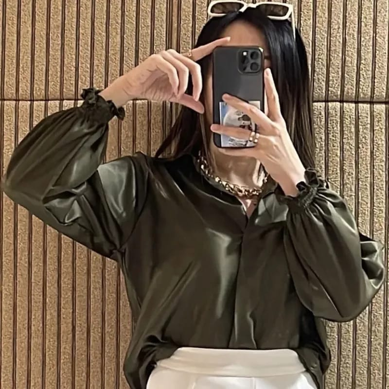 Satin shirt blouse deals
