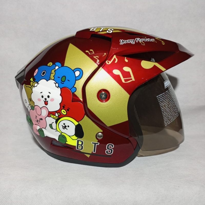 Takara HELMET WITH BTS ALLCOLOUR MOTIF HALF FACE HELMET FOR TEENAGERS ...