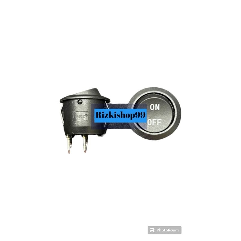 HITAM Large black round on off switch 2 pin / 2 feet (good quality ...