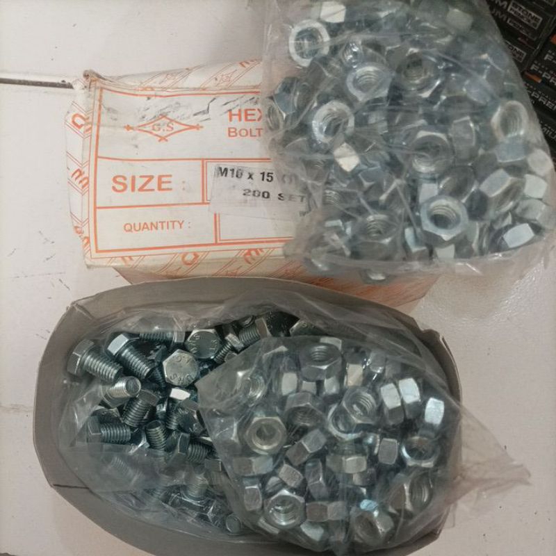 PUTIH Make BMP Nuts M10 x 15mm Key 17 WHITE - per box (200 sets - bolts ...