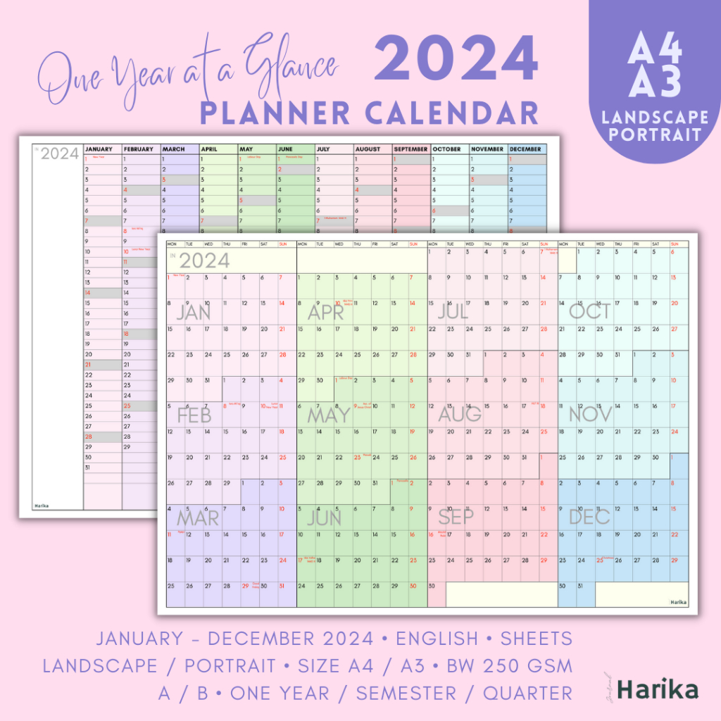 2025 Planner Calendar/Calendar | A4/a3 | One Year at a Glance | Shopee ...