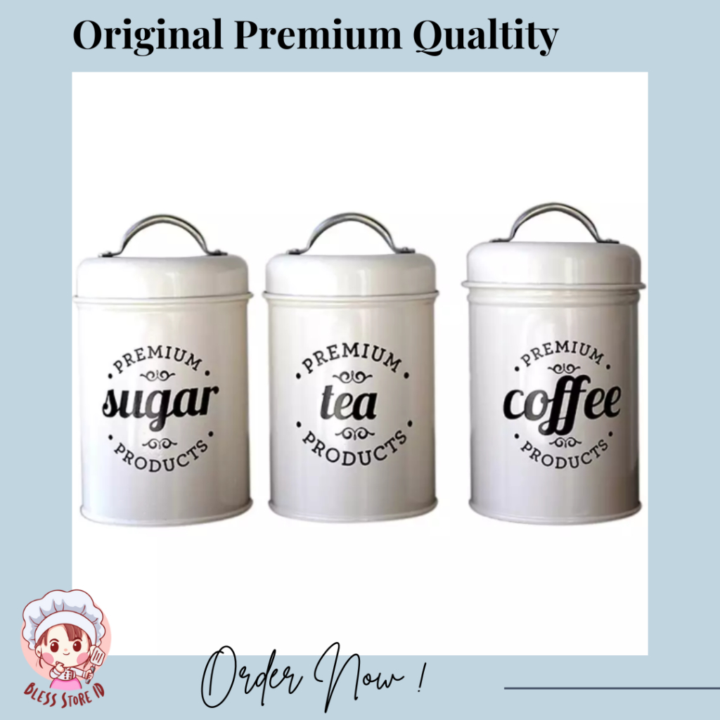 Canister Set 3 in 1 Aesthetic Sugar Tea Coffee Container Aesthetic