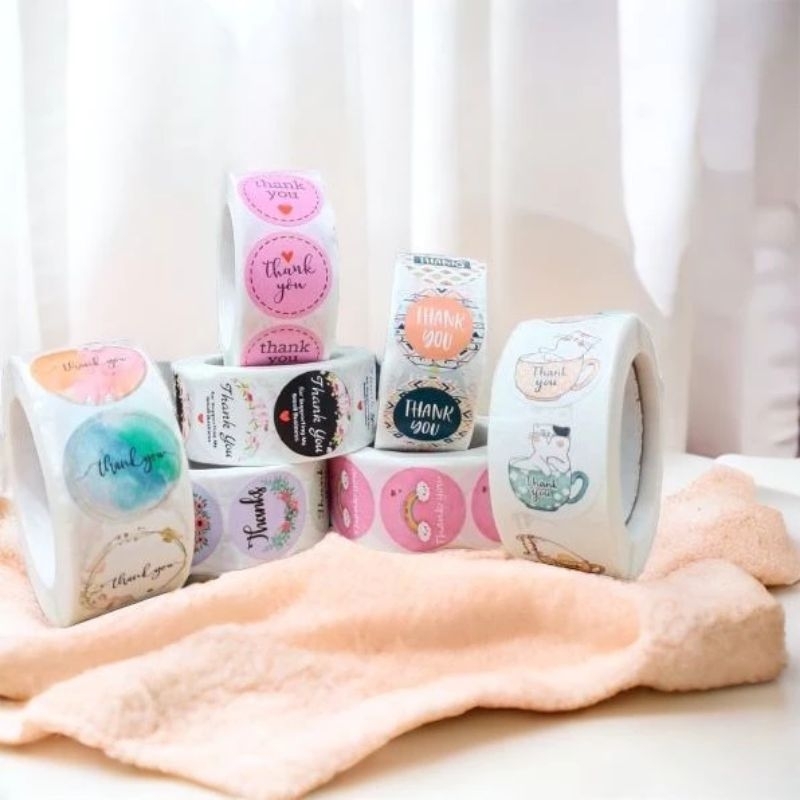 Thank You Sticker Roll Contents of 500 Pcs Thank You Stickers Color ...