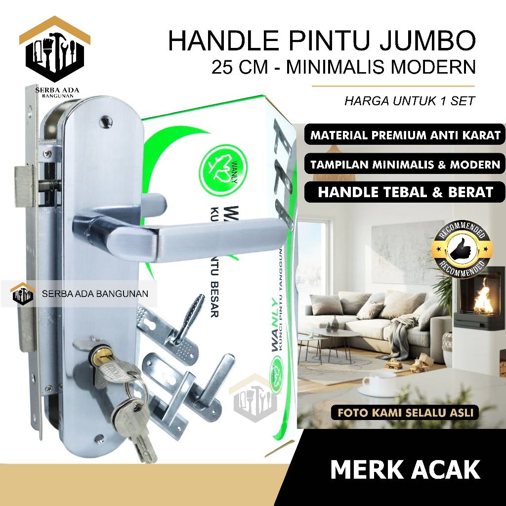 Minimalist Stainless steel Door Lock Handle Set - High Quality! Handle ...
