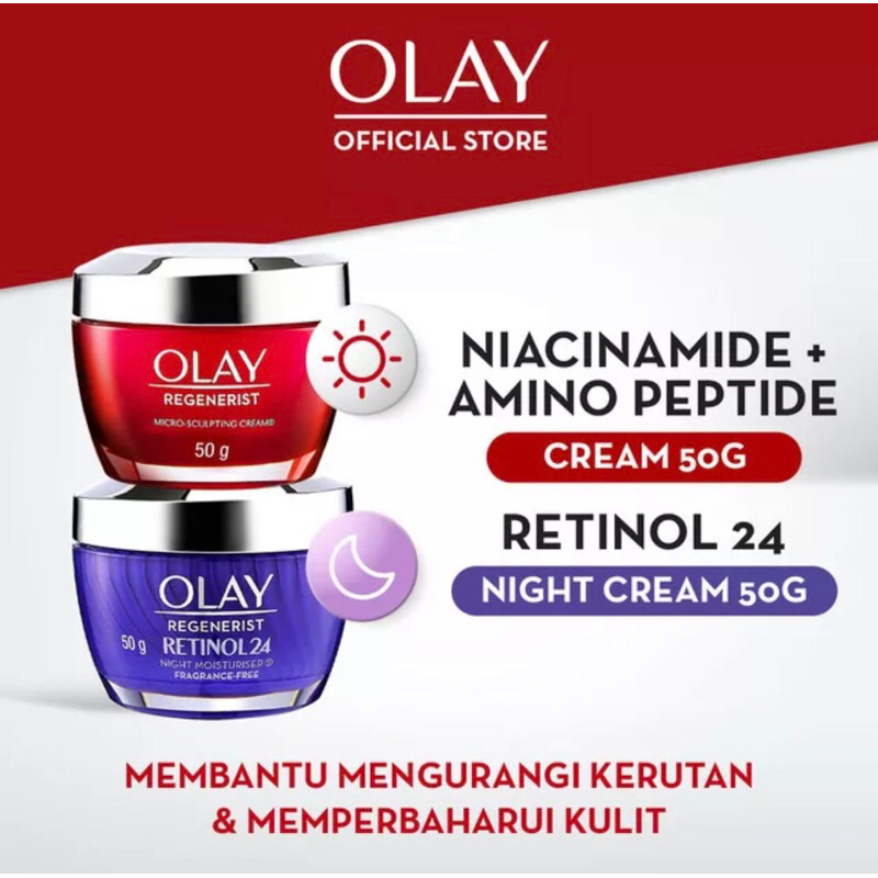 Olay SET ANTI AGING OLAY REGENERIST DAY CREAM 50g+RETINOL NIGHT CREAM ...