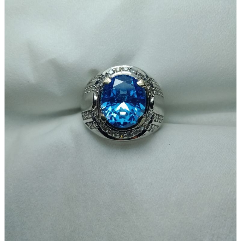 Original blue topaz stone ring | Shopee Malaysia