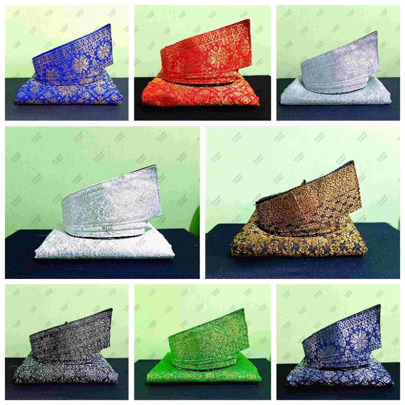 Complete Malay TANJAK SET Of SONGKET SAMPIN Fabric Tanjak MODEL IKAT