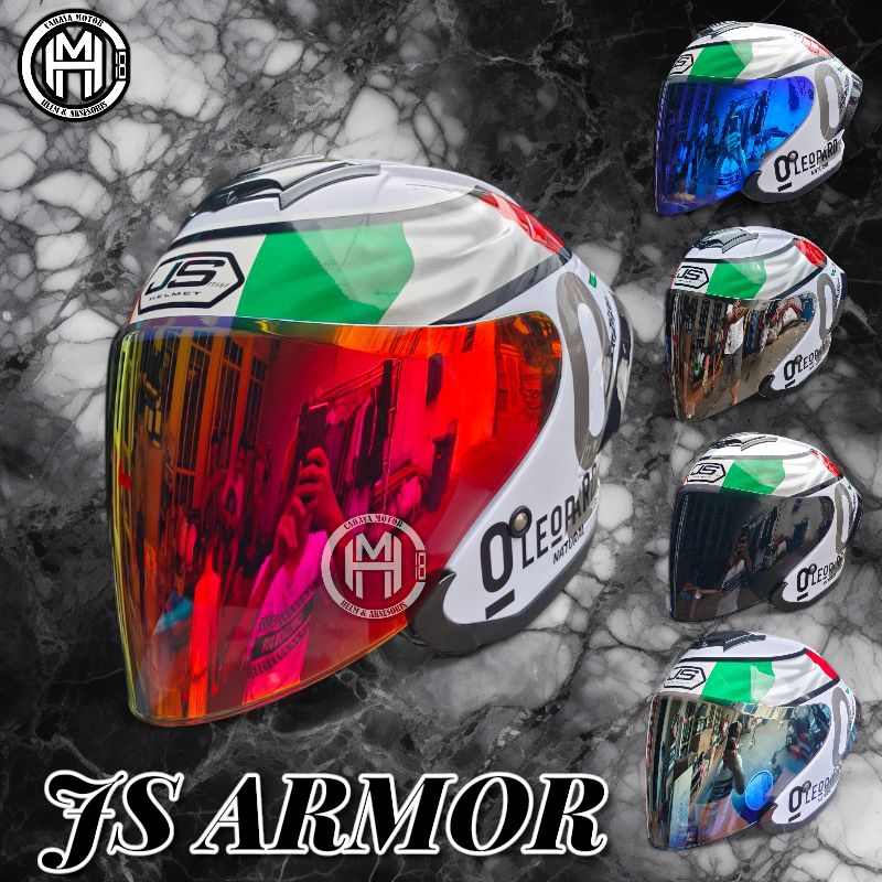 Helmet JS ARMOR LEOPARD ITALY WHITEHalf FACE Shopee Malaysia