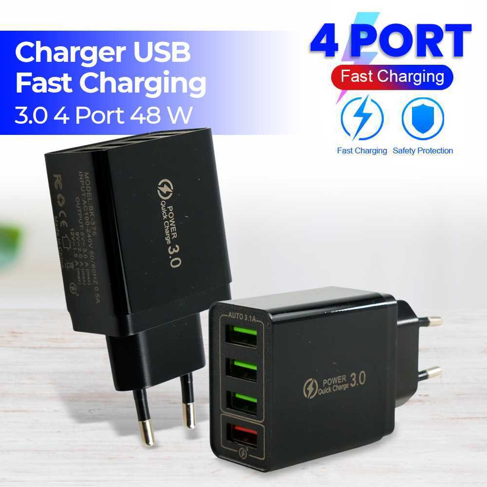 Olaf USB QC 3.0 4 Port 48W Fast Charging Charger BK-376 | Shopee Malaysia