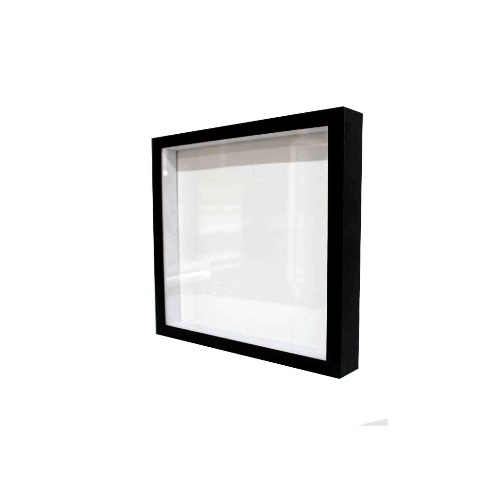 KAYU HITAM 3d Cavity Wood Block Frame Frame 4cm 20x20 CM/Black/Glass ...