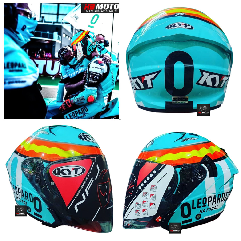 Helmet KYT LEOPARD JAUME MASIA REPLICA HALF FACE/KYT NFJ DOUBLE VISOR ...