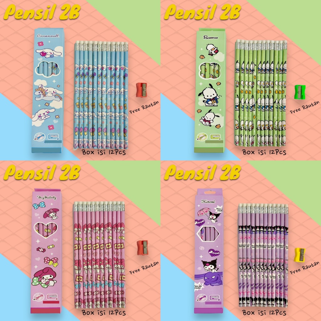 Sanrio 2B Pencil Contents 12Pcs Free Sharpener Cute Hello Kitty ...