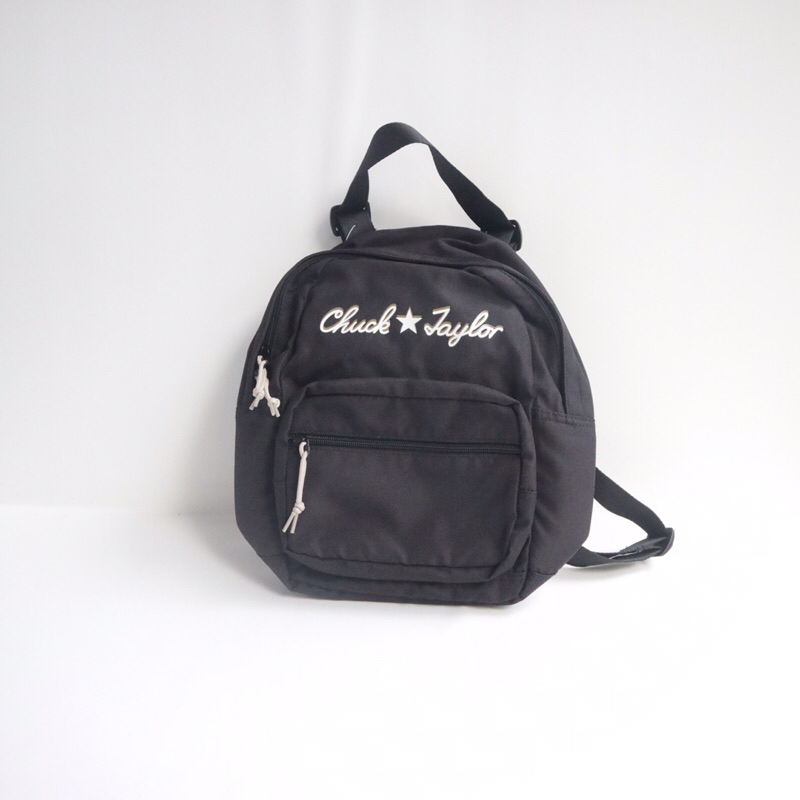 (New) Converse Go Lo Backpack Large Logo Unisex Adult's Black Shopee Malaysia