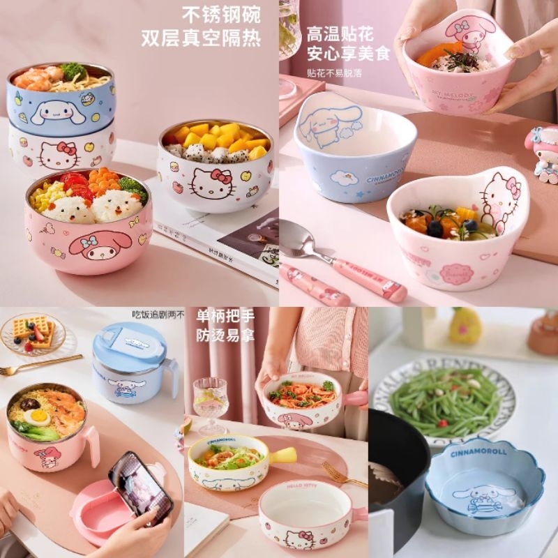 Bowl Side Dish Rice Noodle Ramen Ceramic Stainless ORI Sanrio Hello