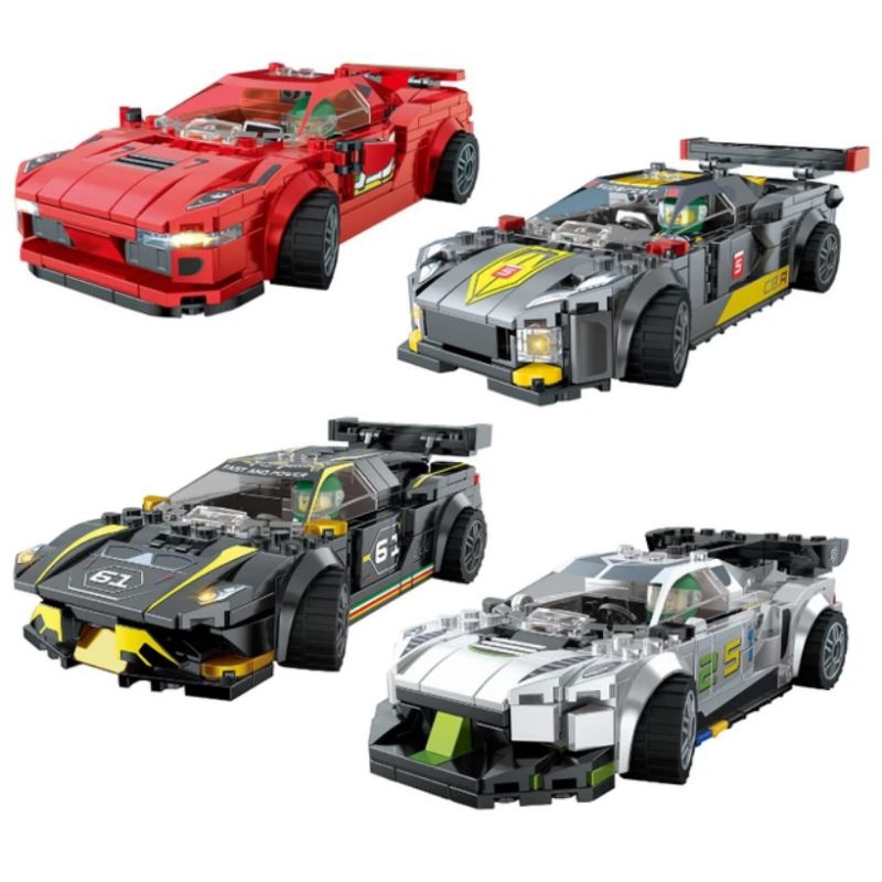 Kids Toys brick creative speed racing sport car block Contents 4pcs ...