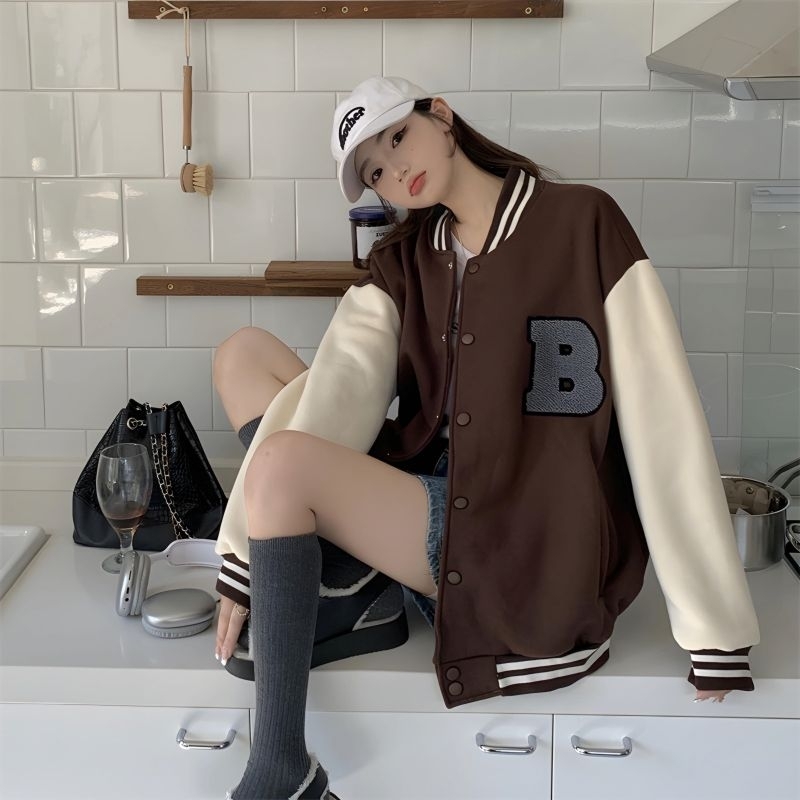 Jacketin Aja Varsity Big Size (S - 6XL) B LOGO Initial Name Oversized ...