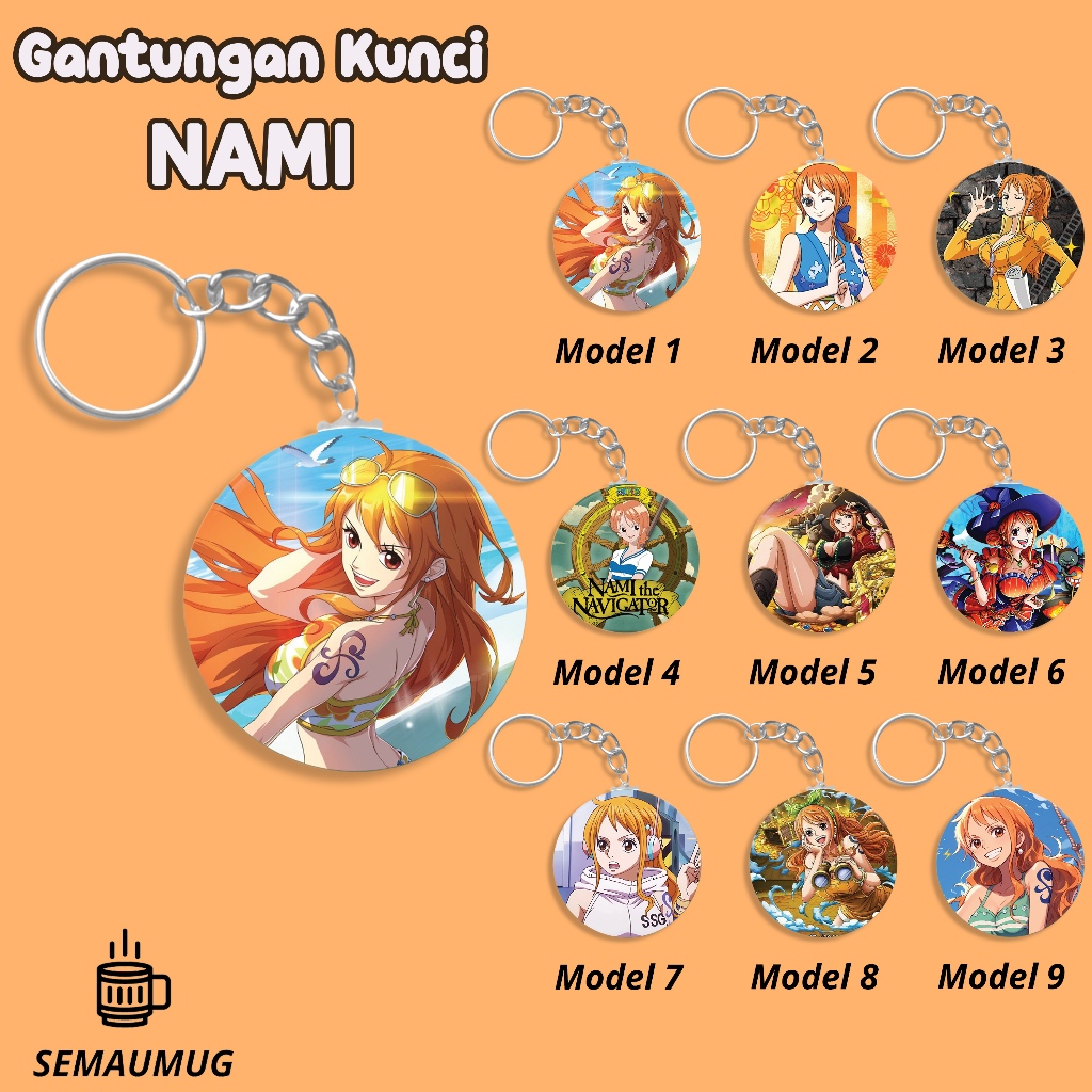 GANTUNGAN Nami Keychain ONE PIECE Gift GANCI Round ANIME Cute PRINT ...