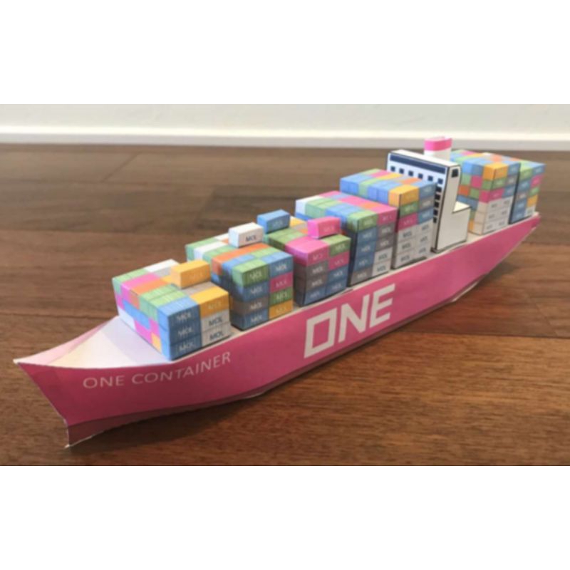 One pink Container cargo Ship papercraft Pattern Sheet (PW-L) | Shopee ...